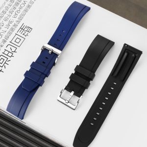 QX fancy goods high-quality soft silicone rubber strap curved end 20mm/22mm with 5 colors butterfly buckle and Pin buckle YHR014