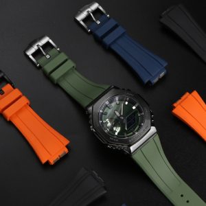 QX fancy goods high-quality Fluororubber strap 16mm with Pin buckle and butterfly buckle GM2100 GA2100 YHR02