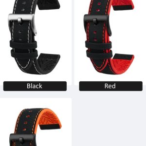 QX fancy goods high-quality Fibrous nylon + silicone rubber strap 19mm 20mm 21mm 22mm 23mm 24mm with Pin buckle and butterfly buckle YHR04