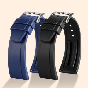 QX fancy goods high-quality soft silicone rubber strap curved end 20mm/22mm with 5 colors butterfly buckle and Pin buckle YHR014