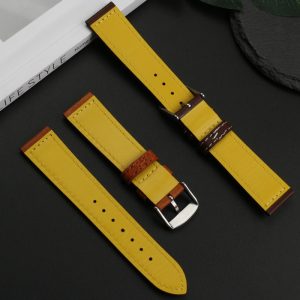 QX fancy goods high-quality soft Cowhide watch strap 20mm with multiple color and stainless-steel pin buckle butterfly buckle YHL12