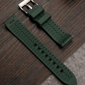 QX fancy goods high-quality soft Fluororubber strap curved end 20mm with 5 colors butterfly buckle and Pin buckle YHR013