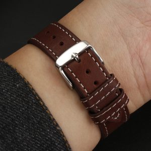 QX fancy goods high-quality soft Cowhide watch strap 20mm with multiple color and stainless-steel pin buckle butterfly buckle YHL12