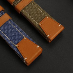 QX fancy goods high-quality Canvas and Cowhide watch strap 22mm 24mm with multiple color and stainless-steel pin buckle YHL11