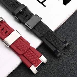QX fancy goods high-quality Silicone rubber strap for MTG-B2000 black and red with Pin buckle YHR03